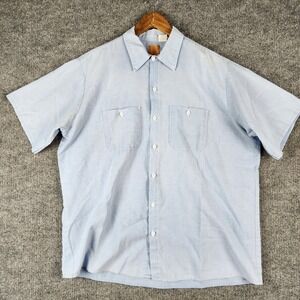 Vintage Big Ben Mens Light Blue Short Sleeve Button Down Shirt XL Made in USA